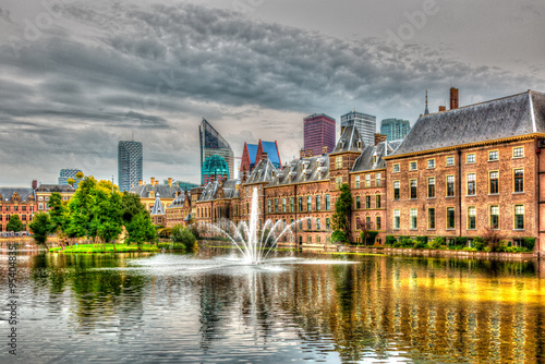 Binnenhof on an overcast day in the Hague, the Netherlands (Holland), in HDR with free space in upper and lower parts