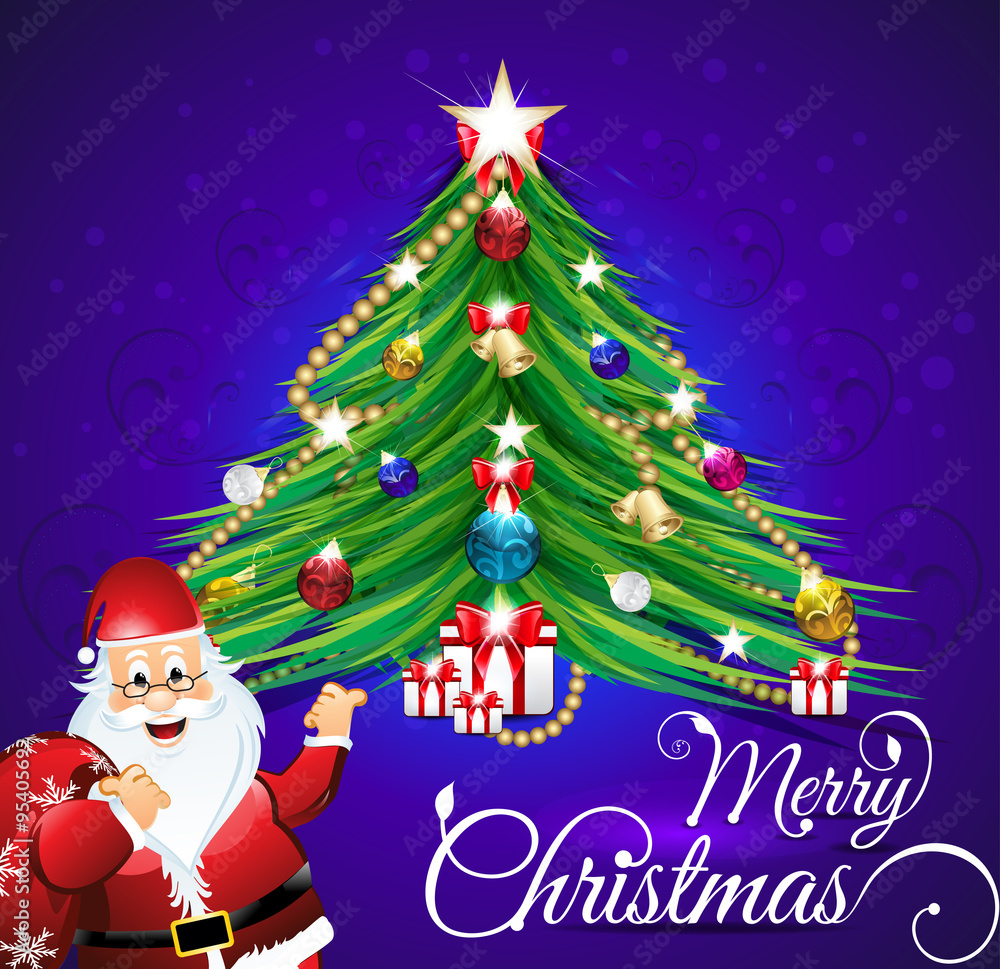 merry Christmas background with Christmas tree