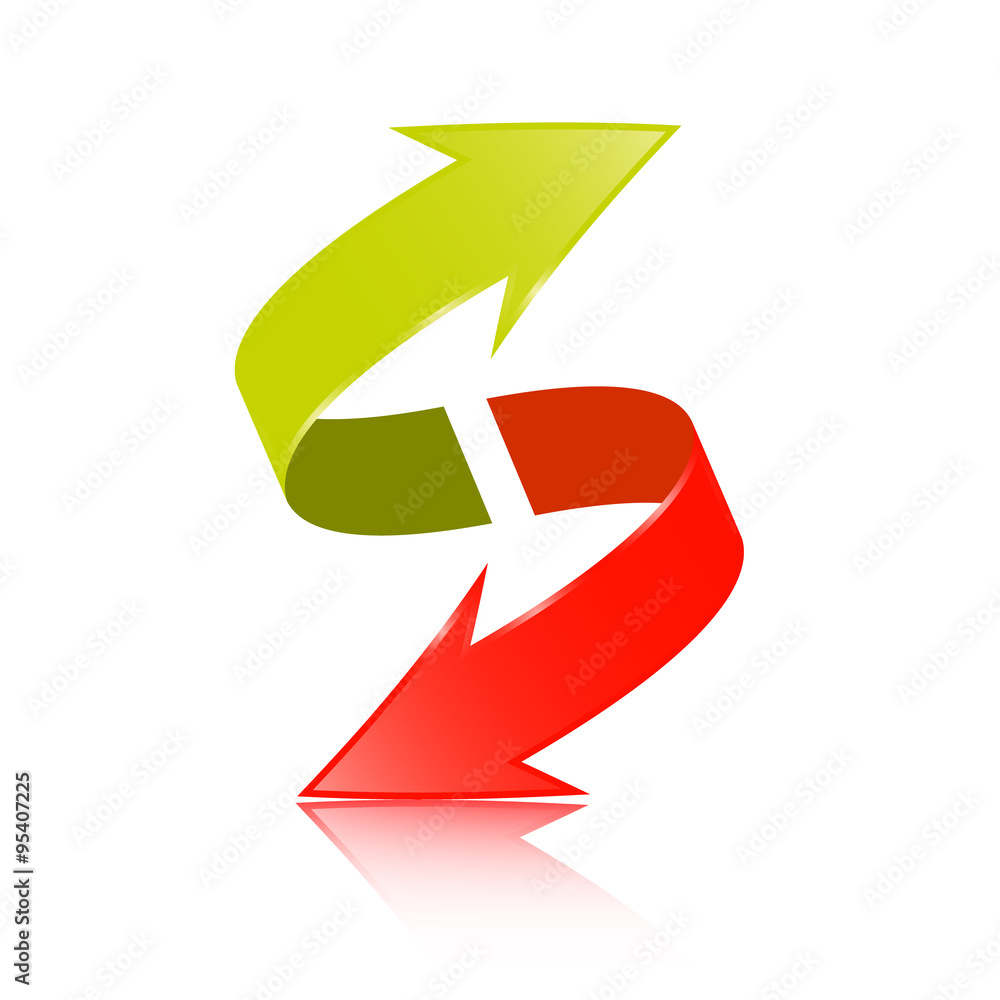Double Arrow Vector 3D Green and Red Symbol Double Arrow Vector 3D Green and Red Symbol