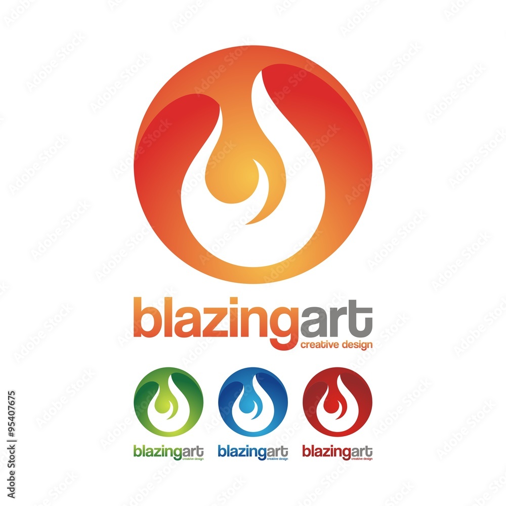 Blazing Fire Circle Logo Design. Flame logo, fire icon. Fire flame logo design template. Vector