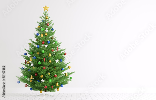Interior with christmas tree 3d rendering photo