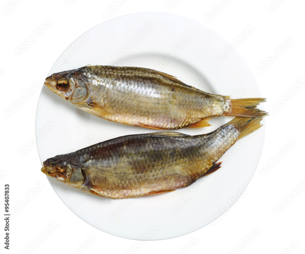 Dried fish in plate Dried fish in plate