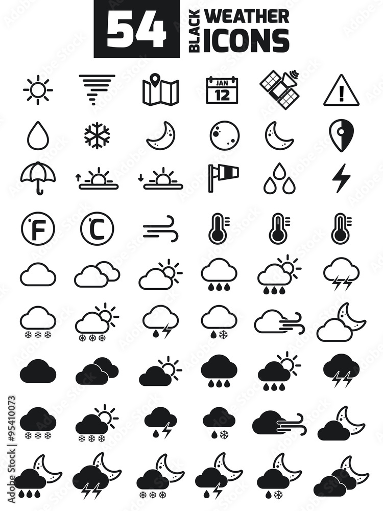 Fototapeta premium Weather Icons in White Background