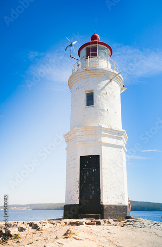Lighthouse Tokarevskaya koshka with vane anemometer in Vladivost