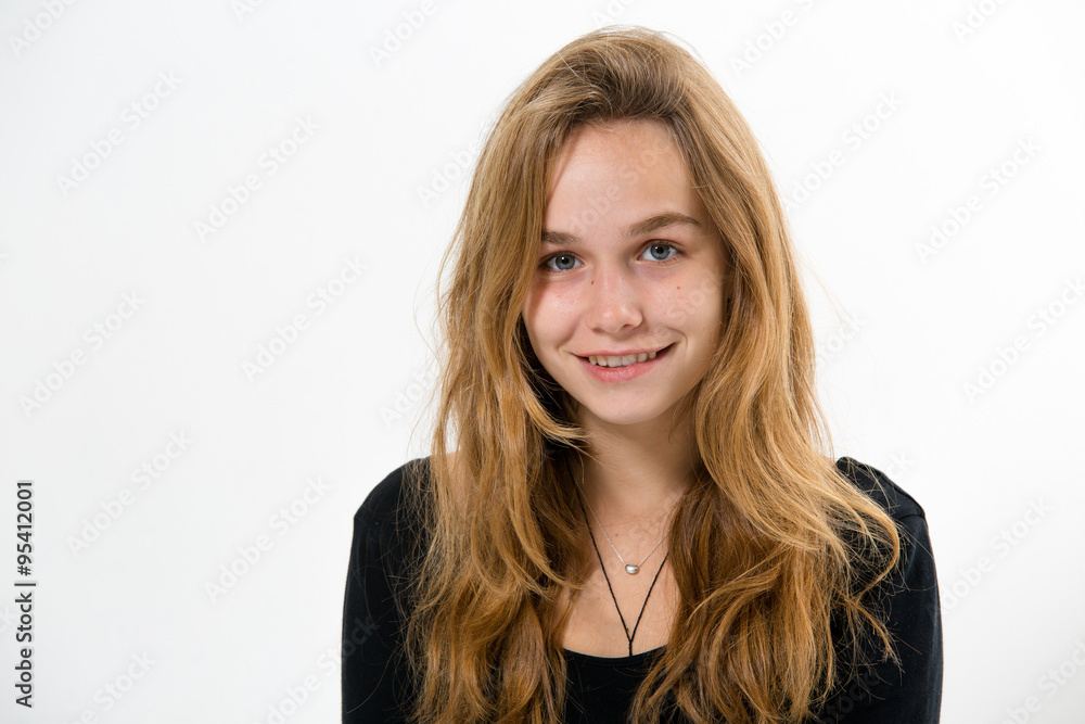 Beautiful eighteen girl on white background Beautiful eighteen girl on white background