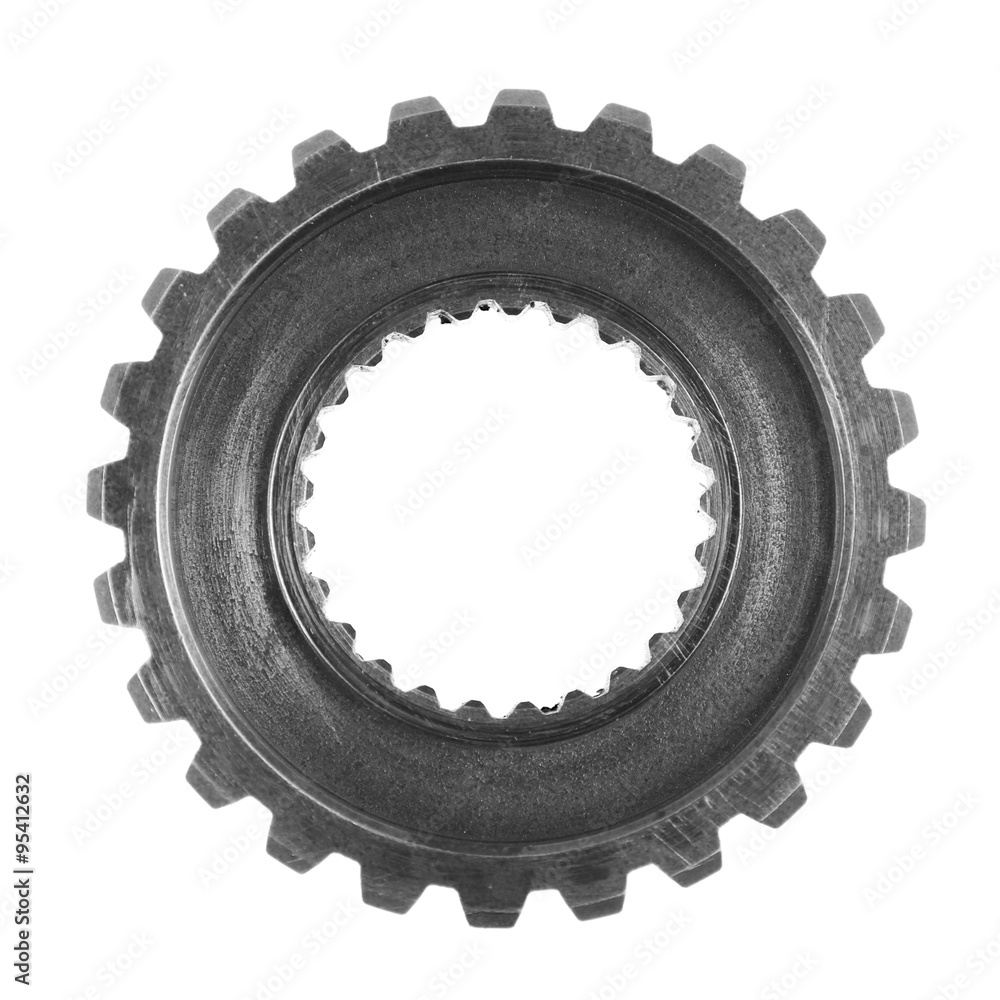 One steel cog gear isolated on white One steel cog gear isolated on white