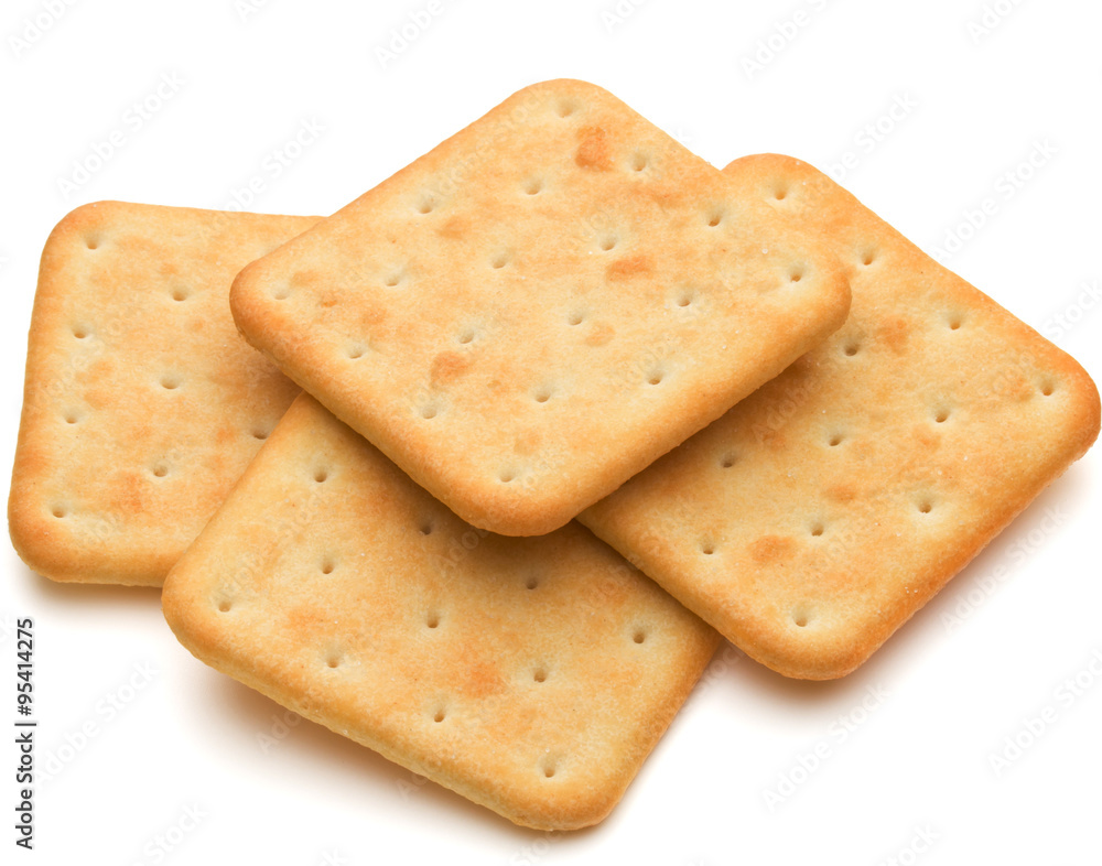 Dry cracker cookies isolated on white background cutout Dry cracker cookies isolated on white background cutout