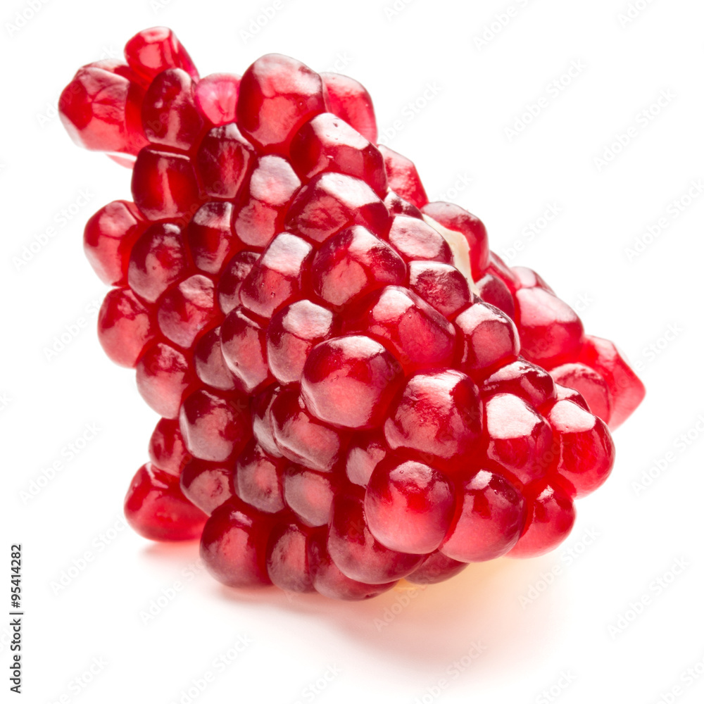 Ripe pomegranate fruit segment isolated on white background cuto Ripe pomegranate fruit segment isolated on white background cuto
