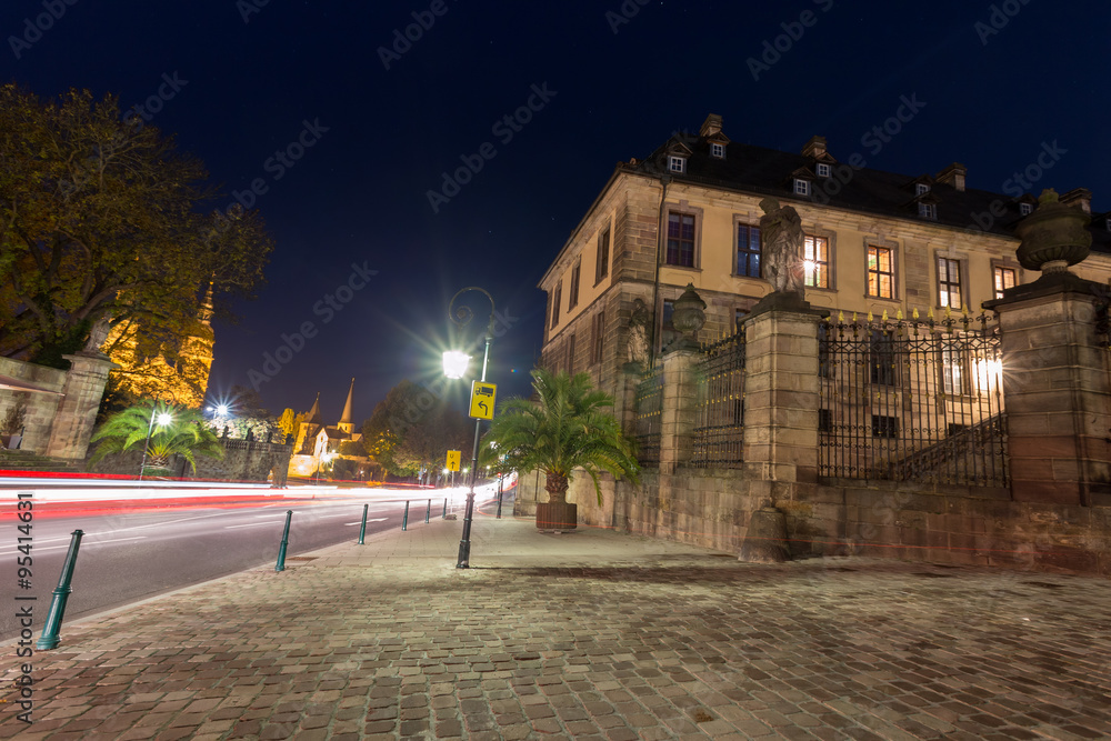 traffic lights in front of the castle in fulda germany in the ev