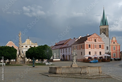 The historic renaissance houses on the square in Telč, Czech Republic