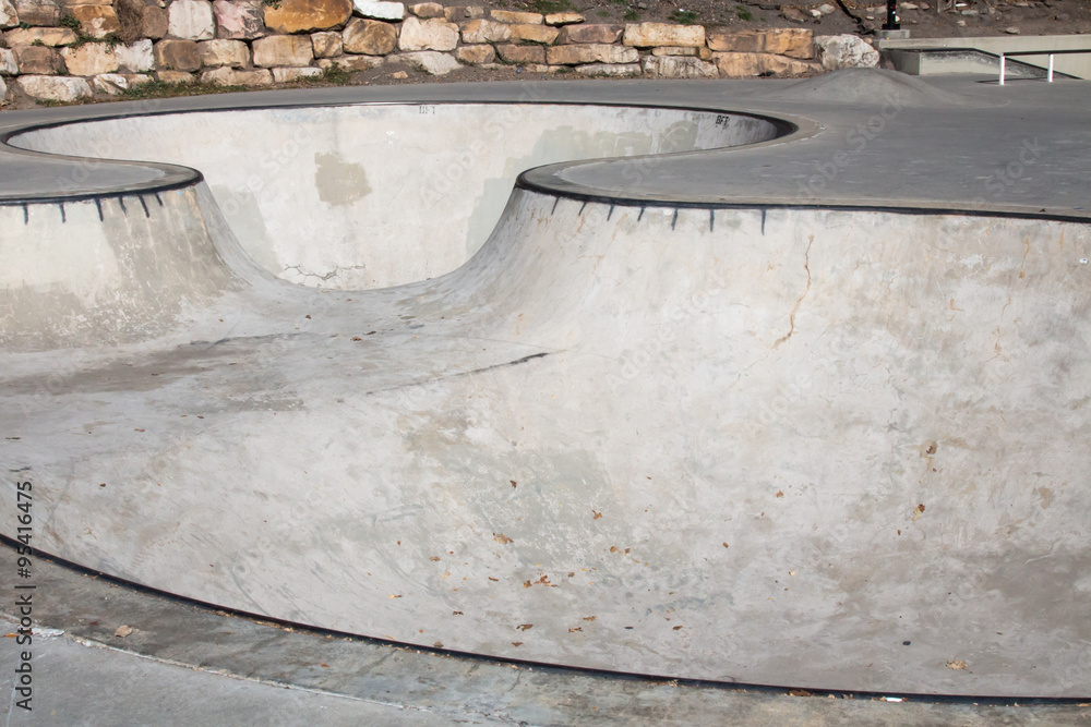 Empty skatepark bowls
