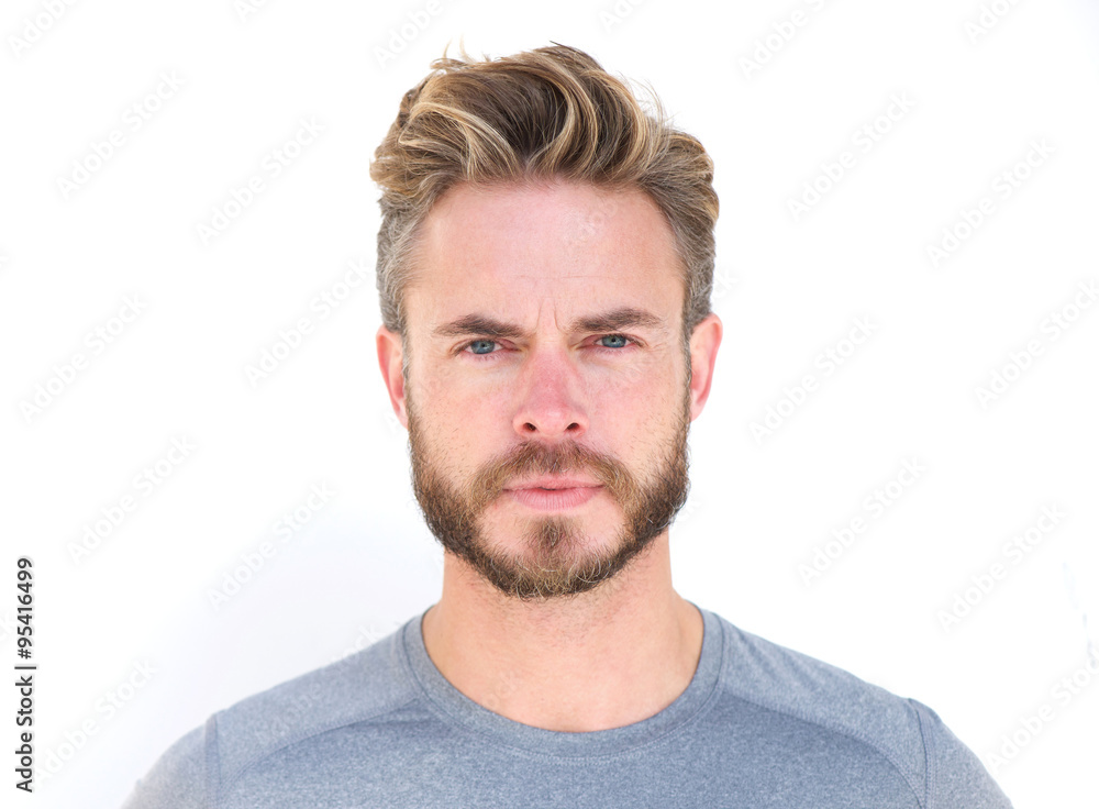 Horizontal portrait of a serious man with beard Horizontal portrait of a serious man with beard