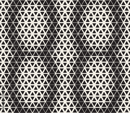 Vector Seamless Black and White Triangle Line Grid Halftone Effect Pattern