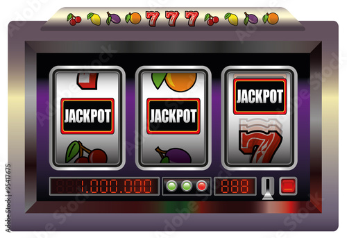 Gaming machine jackpot. Illustration over white background.