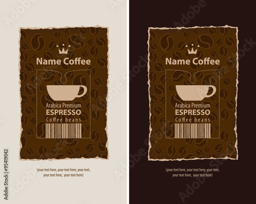set of design labels for coffee beans