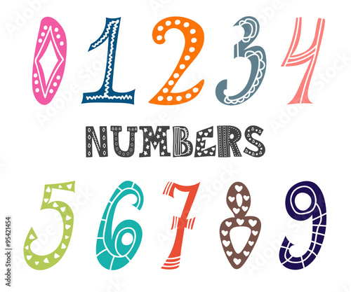 Collection of cute colorful numbers. Numbers set