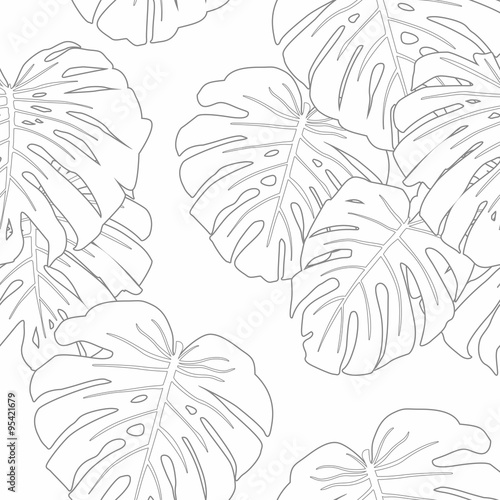 Mostera Leaves Seamless Pattern