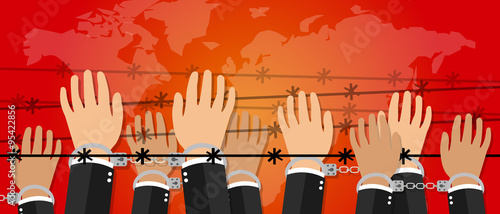 human rights freedom illustration hands under wire crime against humanity activism symbol handcuff