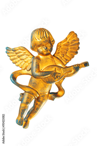 Golden heruvim figure for christmas decoration isolated photo