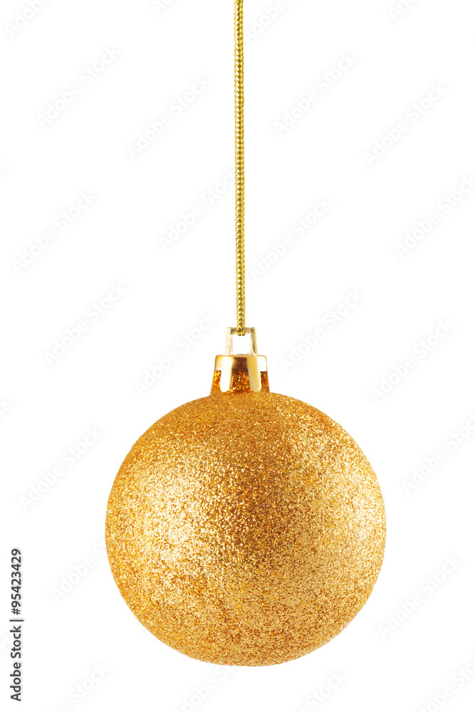 Golden christmas ball isolated on white background Golden christmas ball isolated on white background