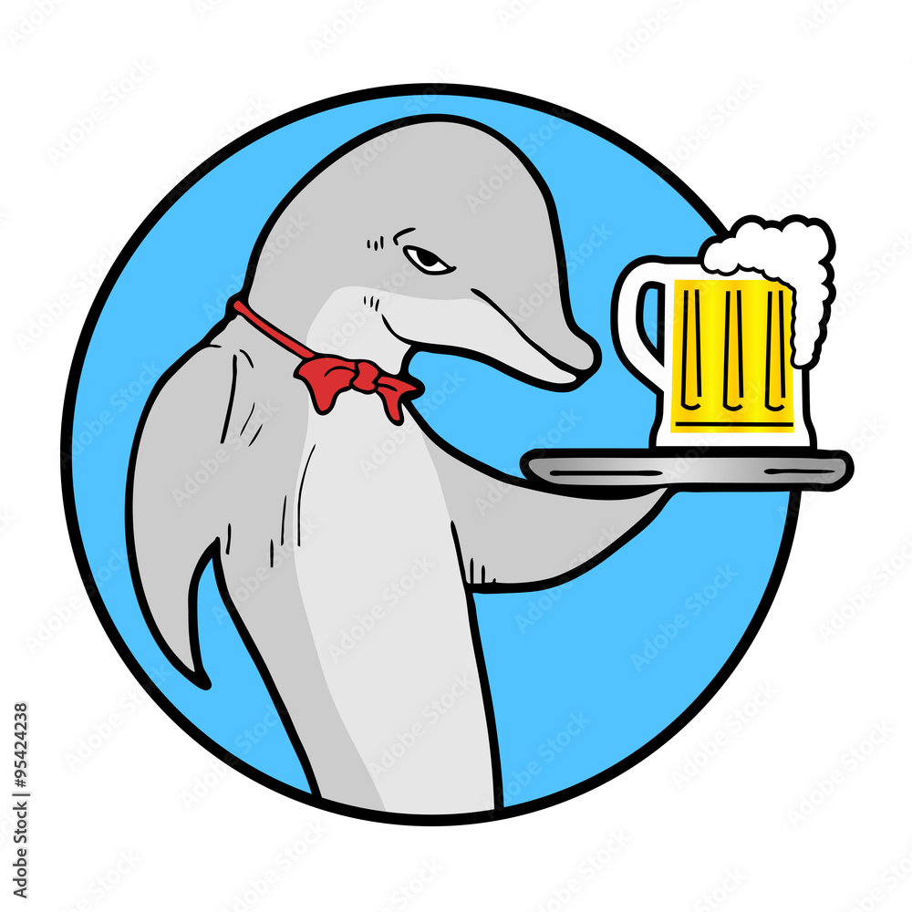 Fototapeta premium summer dolphin beer icon