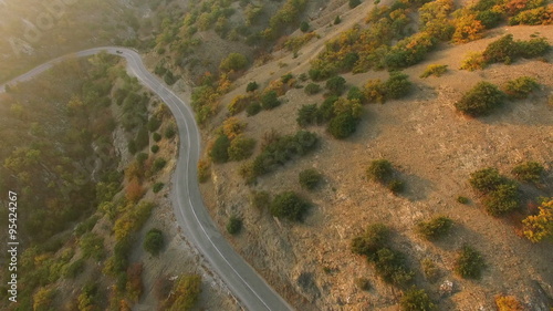 Aerial view mountain road photo