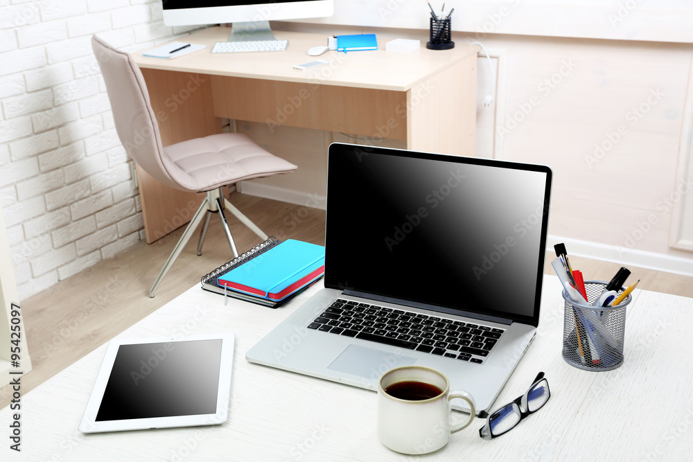 Workplace with computer in office Workplace with computer in office