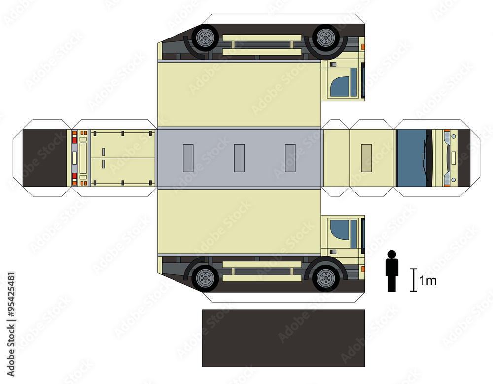 Paper model of a truck, not a real type, vector illustration Paper model of a truck, not a real type, vector illustration