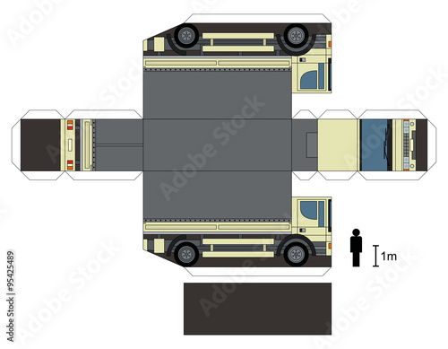 Paper model of a truck, not a real type, vector illustration