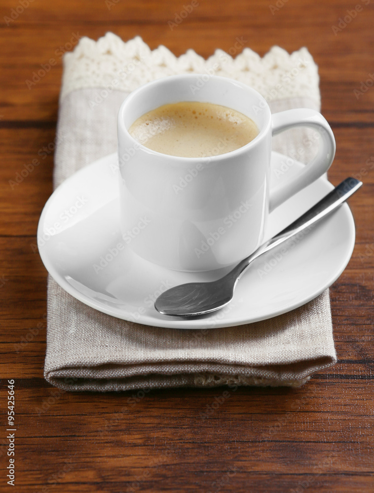 Cup of coffee on table close up Cup of coffee on table close up