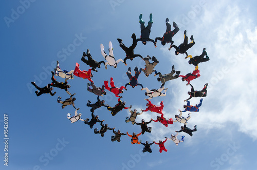 Skydiving large group formation