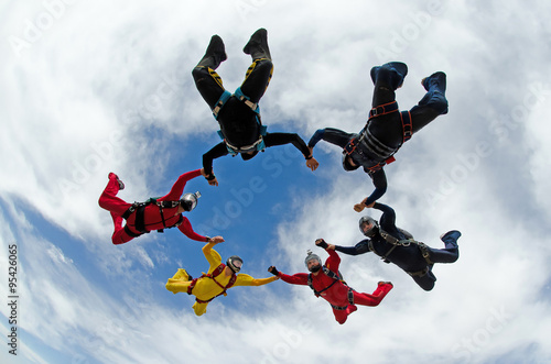 Skydiving team work group