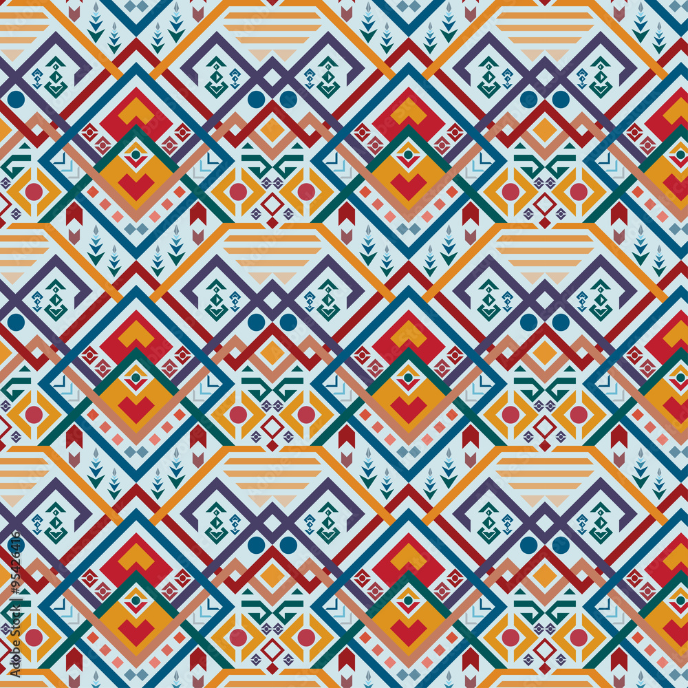 Pattern Tribal Geometric with Sky Blue Background