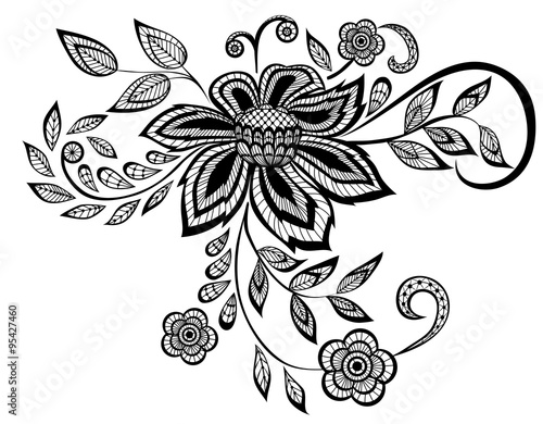beautiful black and white floral pattern design element