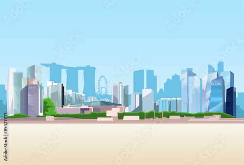 Singapore City View Skyscraper Background Skyline