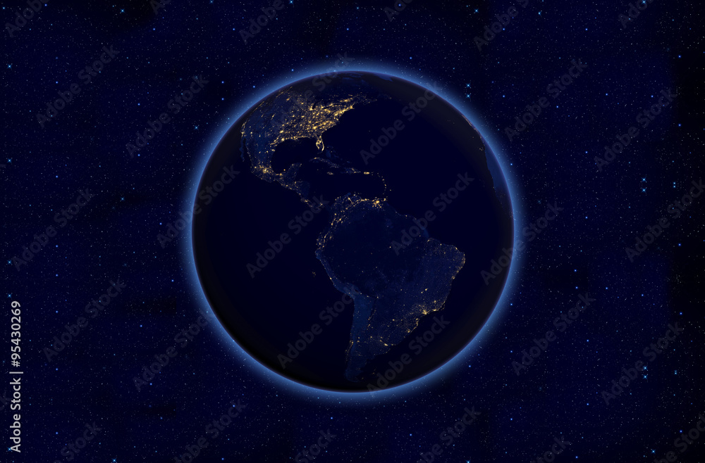 Obraz premium Planet earth at night- US