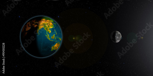 Fototapeta Naklejka Na Ścianę i Meble -  Earth and Moon
