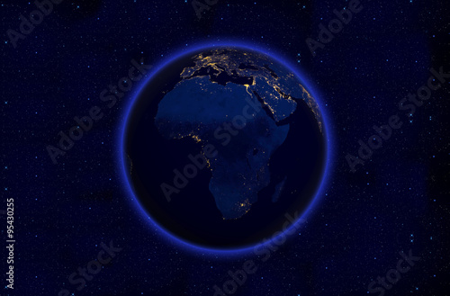 Fototapeta Naklejka Na Ścianę i Meble -  Planet earth at night- Africa