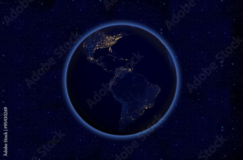 Fototapeta Naklejka Na Ścianę i Meble -  Planet earth at night- US