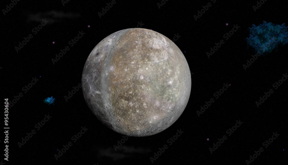 Fototapeta premium Planet Mercury on stars background