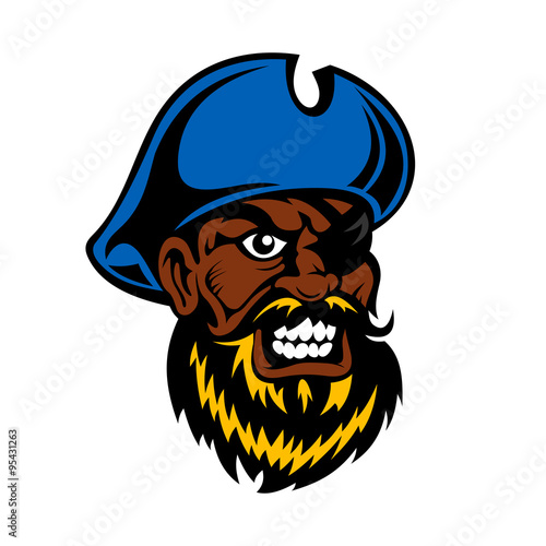 Angry cartoon pirate captain with eye patch