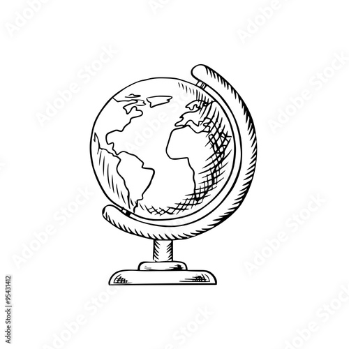 Modern globe with desktop stand sketch