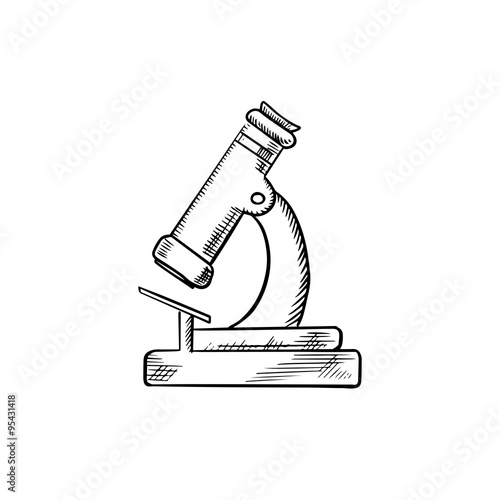 Laboratory optical microscope icon sketch