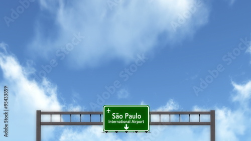  Passing under Sao Paulo Guarulhos Brazil Airport Highway Sign   photo