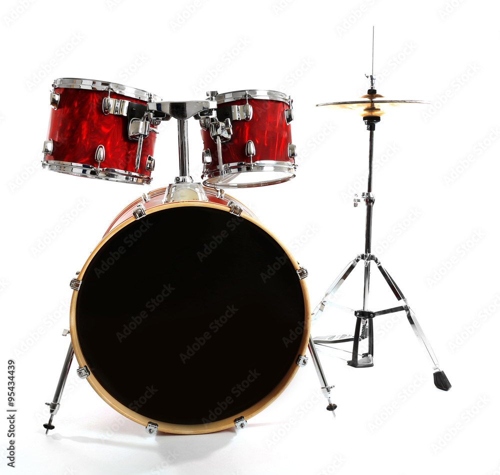 Set of red drums isolated on white background Set of red drums isolated on white background