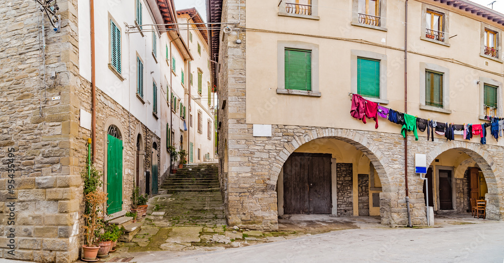 Alleys of mountain village in Tuscany