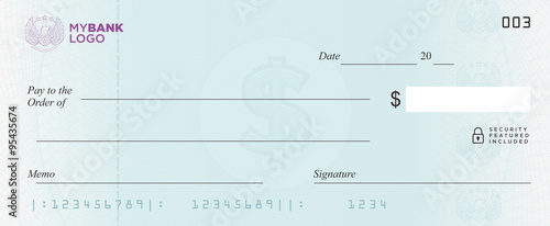 Dollar Bank Cheque Vector