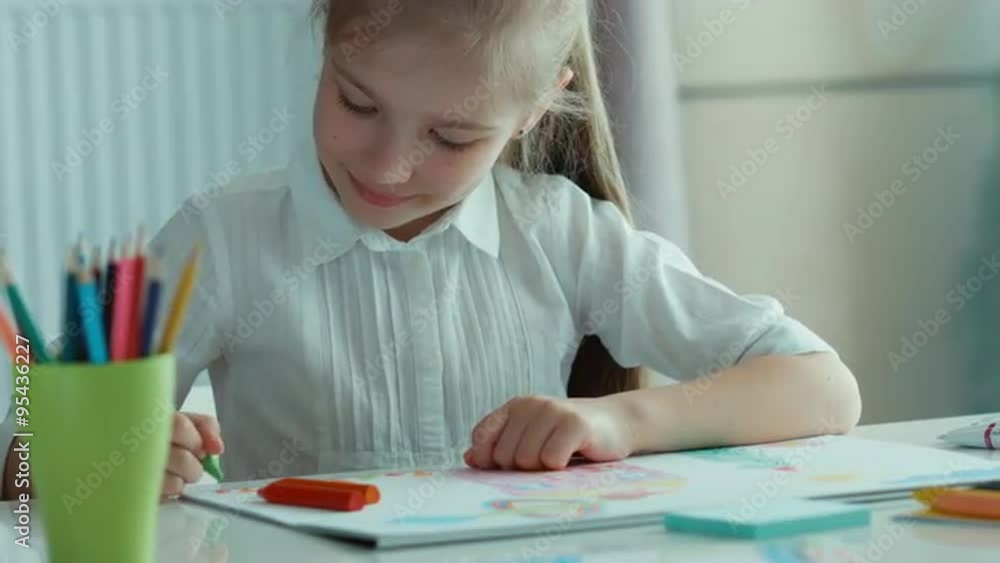 Closeup portrait child drawing a picture Closeup portrait child drawing a picture