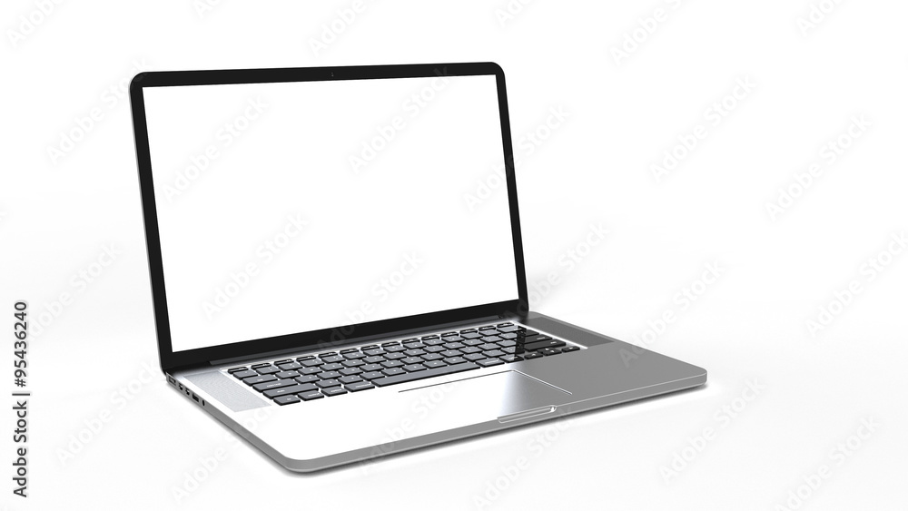 laptop computer on white background - obrazy, fototapety, plakaty 