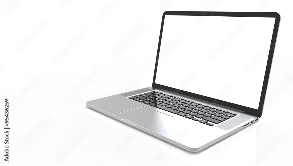 Laptop computer isolated on white - obrazy, fototapety, plakaty 